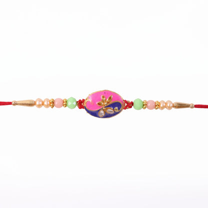 Pink Peacock Meenakari Rakhi for Brother Bhai Raksha Bandhan Festival Special Gift
