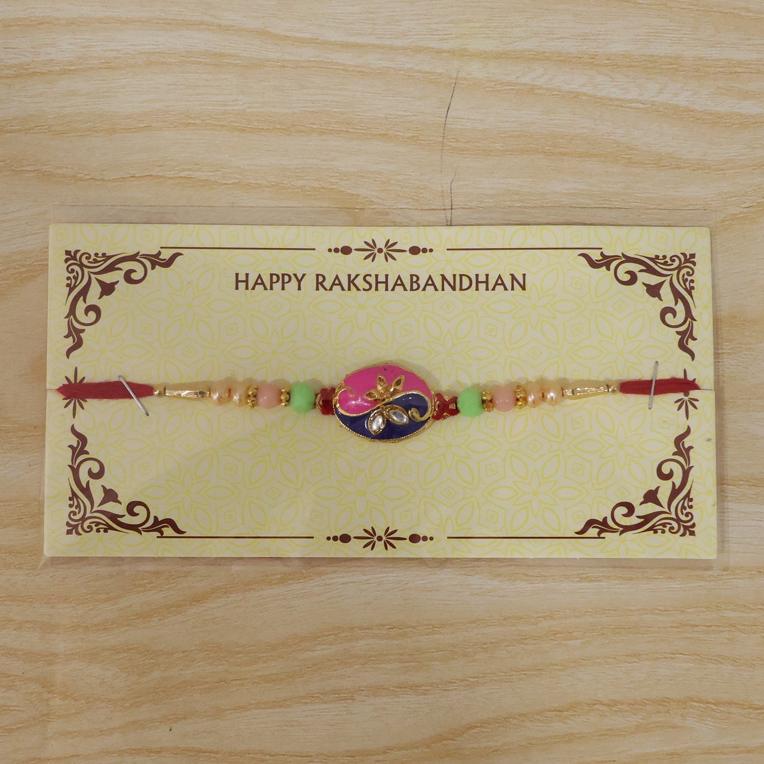 Pink Peacock Meenakari Rakhi for Brother Bhai Raksha Bandhan Festival Special Gift