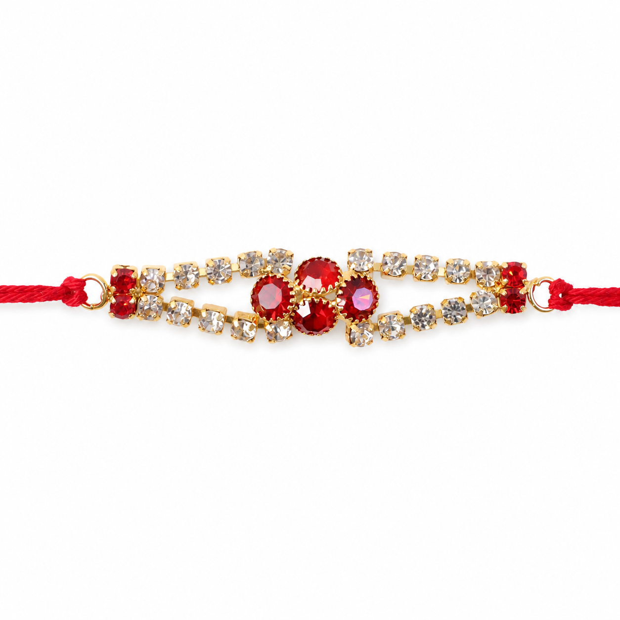 Floral Stone Studded Bar Premium Designer Traditional Rakhi for Brother