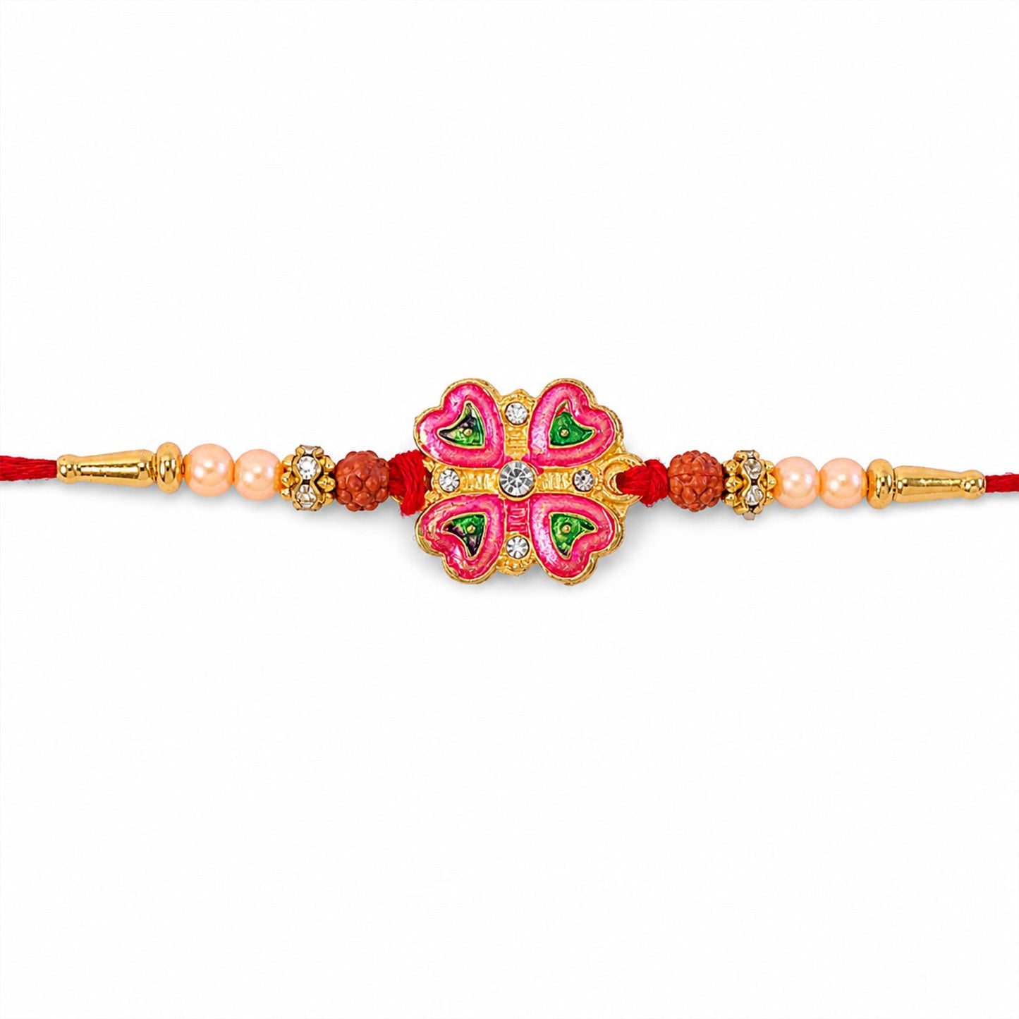 Floral Clover Stone Designer Premium Traditional Rakhi for Brother