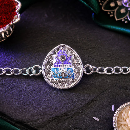 Stylish Stone Studded Designer Premium Traditional Chain Rakhi for Brother
