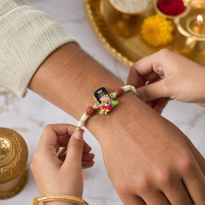 Cute Cartoon Beads Charm Rakhi for Brother Bhai Raksha Bandhan Festival Special Gift