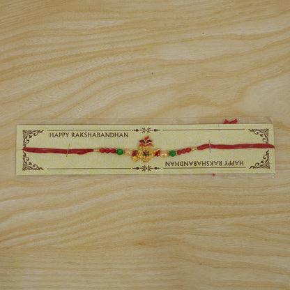 Ganesha Red Green Beads Rakhi for Brother Bhai Raksha Bandhan Festival Special Gift