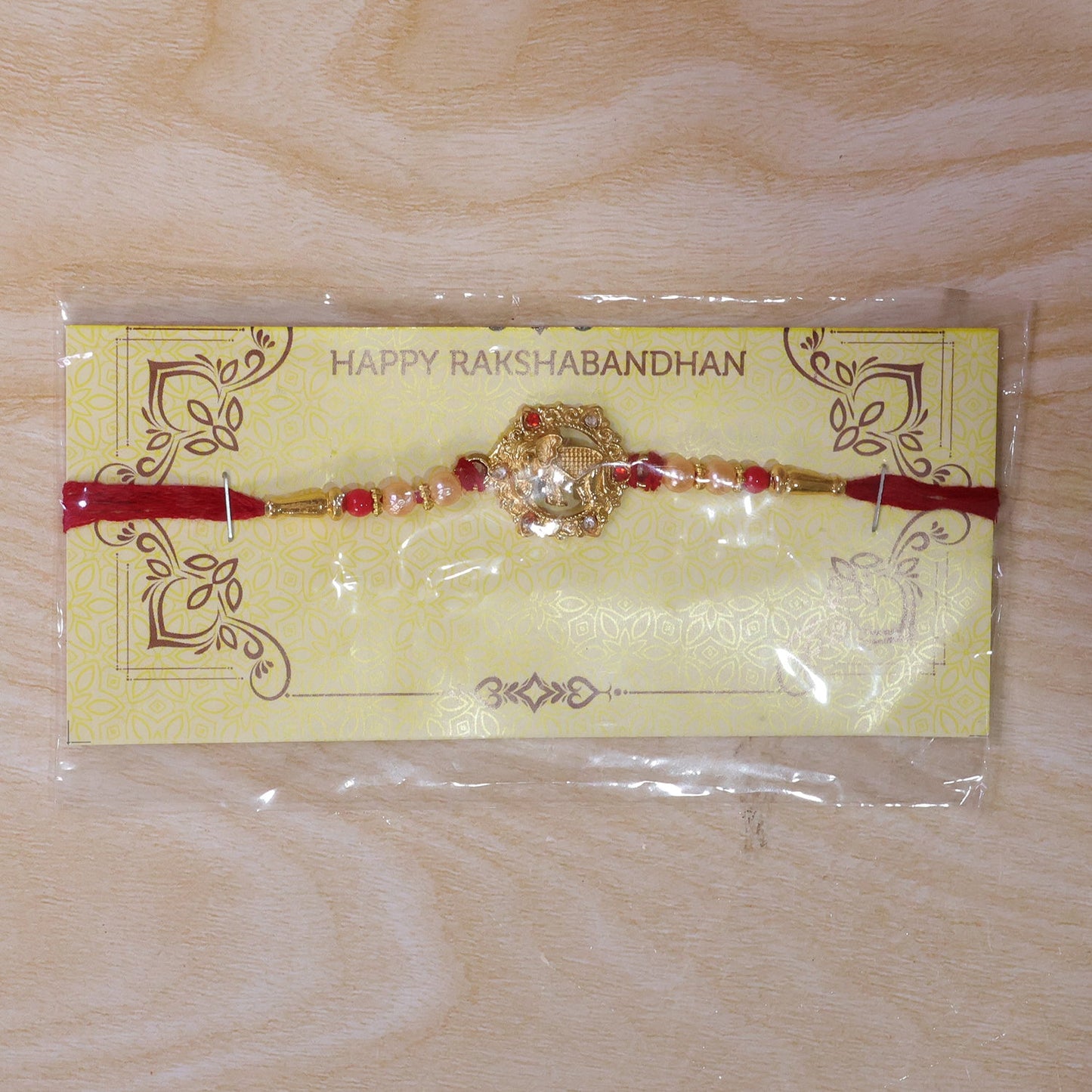Gold Floral Kundan Charm Rakhi for Brother Bhai Raksha Bandhan Festival Special Gift