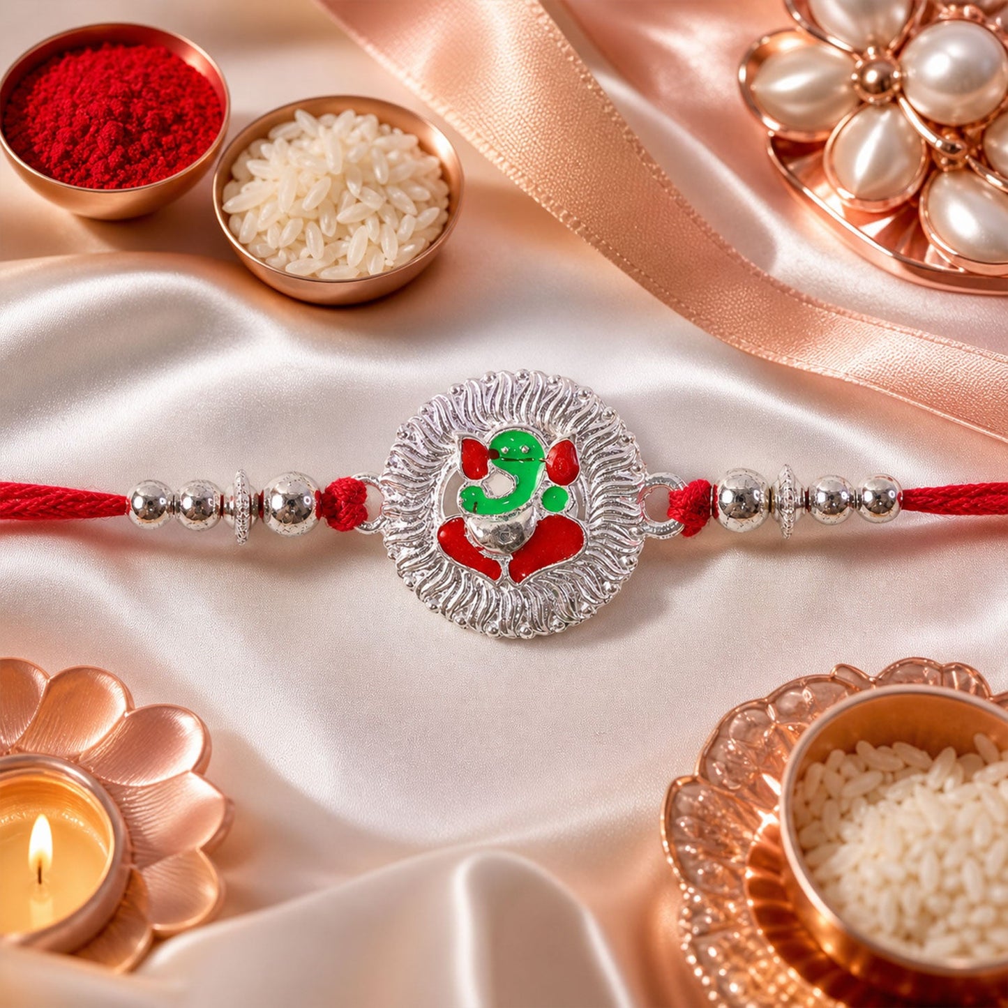 Lord Ganesha Stone Studded Premium Designer Rakhi for Brother