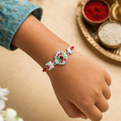 Ethnic Enamel Flower Rakhi with Stone – Rakhi for Brother