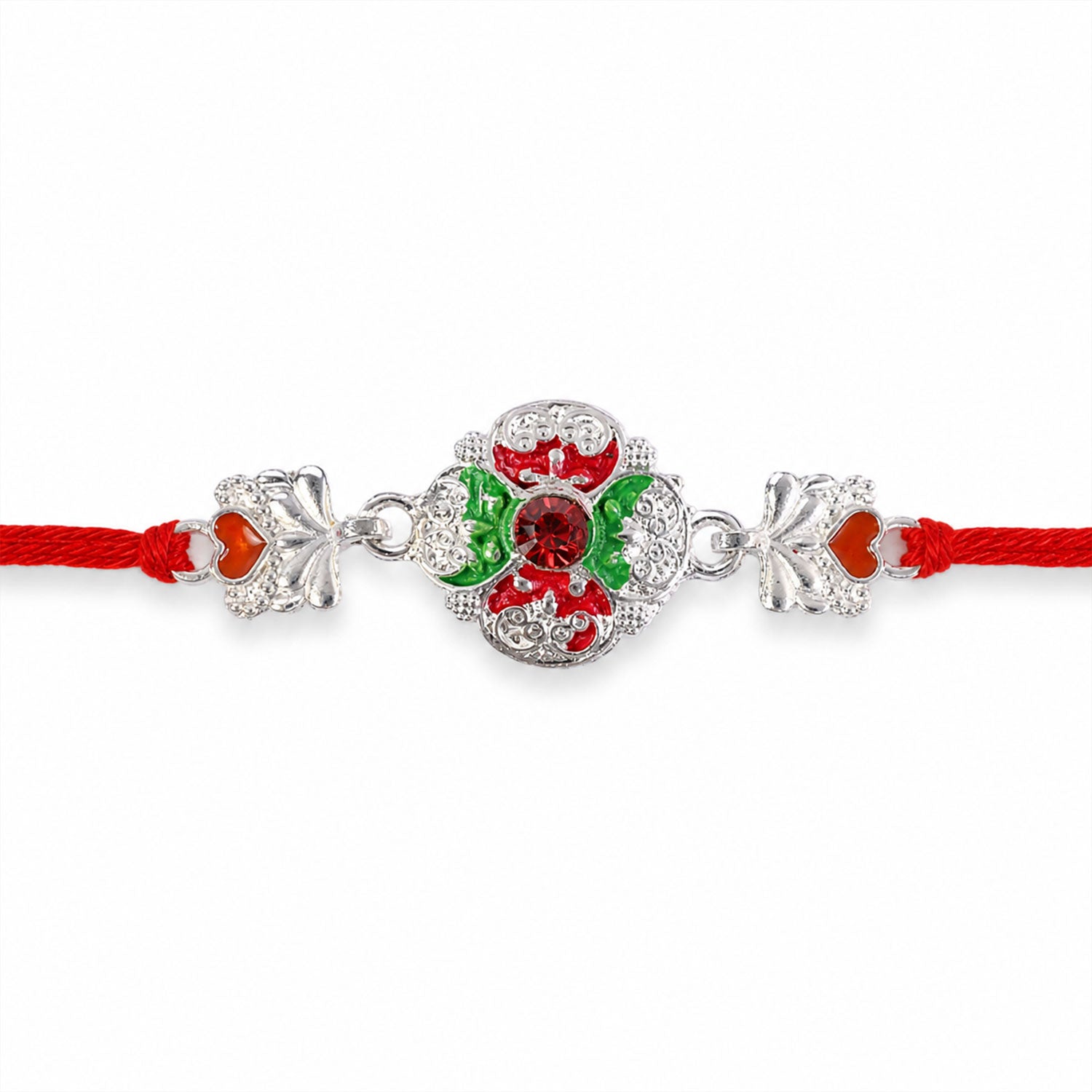 Ethnic Enamel Flower Rakhi with Stone – Rakhi for Brother