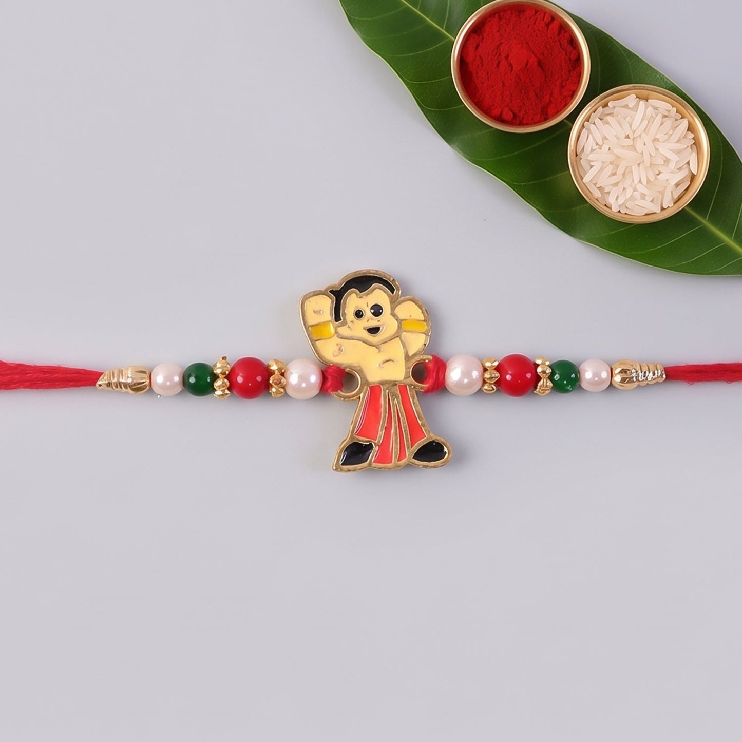 Cute Cartoon Boy Beads Rakhi for Brother Bhai Raksha Bandhan Festival Special Gift