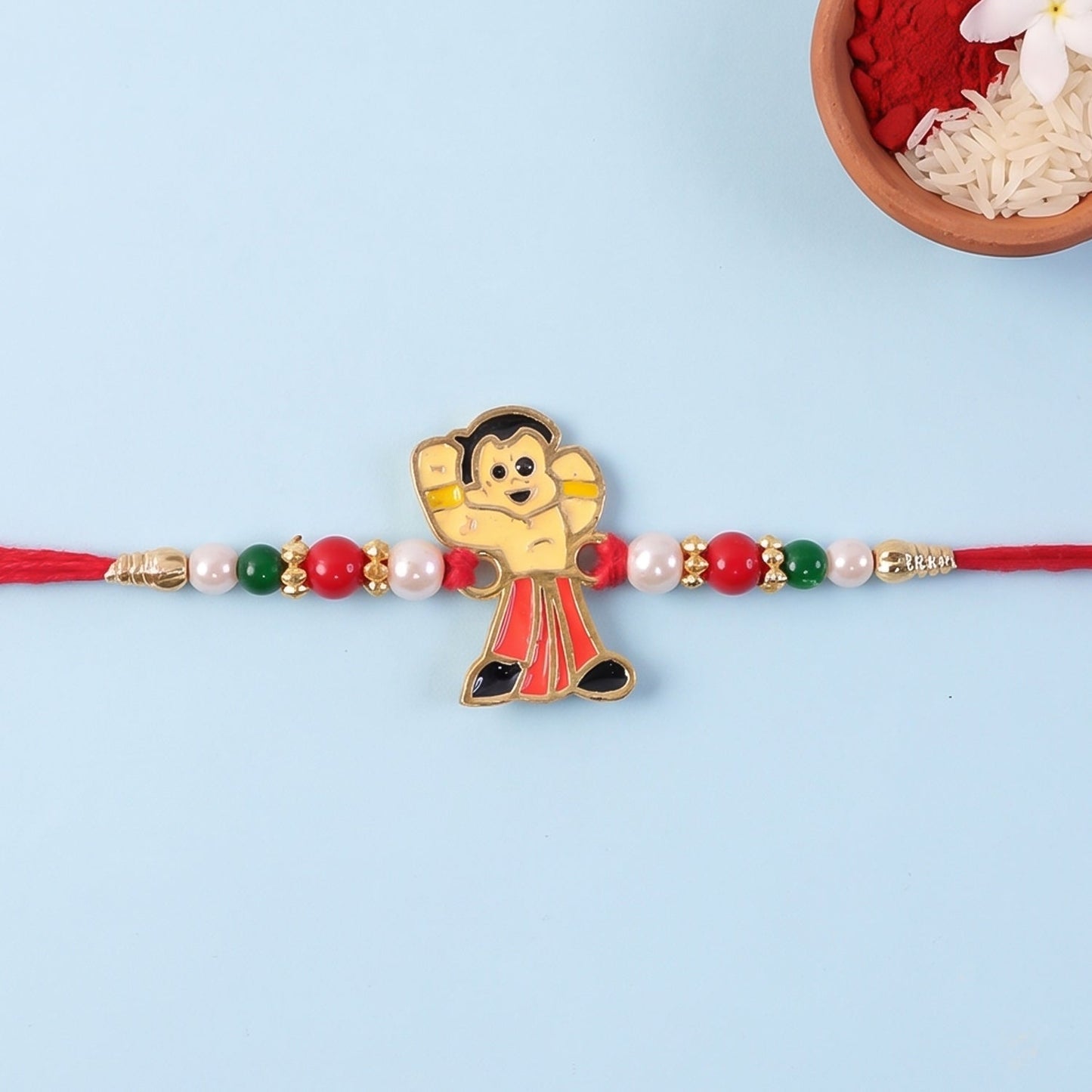 Cute Cartoon Boy Beads Rakhi for Brother Bhai Raksha Bandhan Festival Special Gift