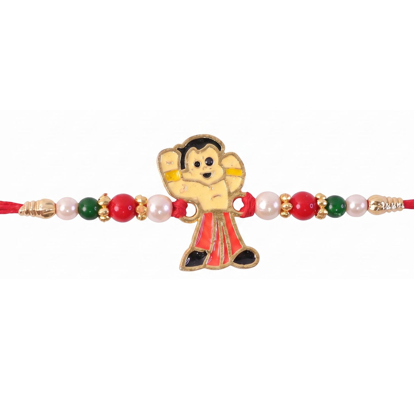 Cute Cartoon Boy Beads Rakhi for Brother Bhai Raksha Bandhan Festival Special Gift
