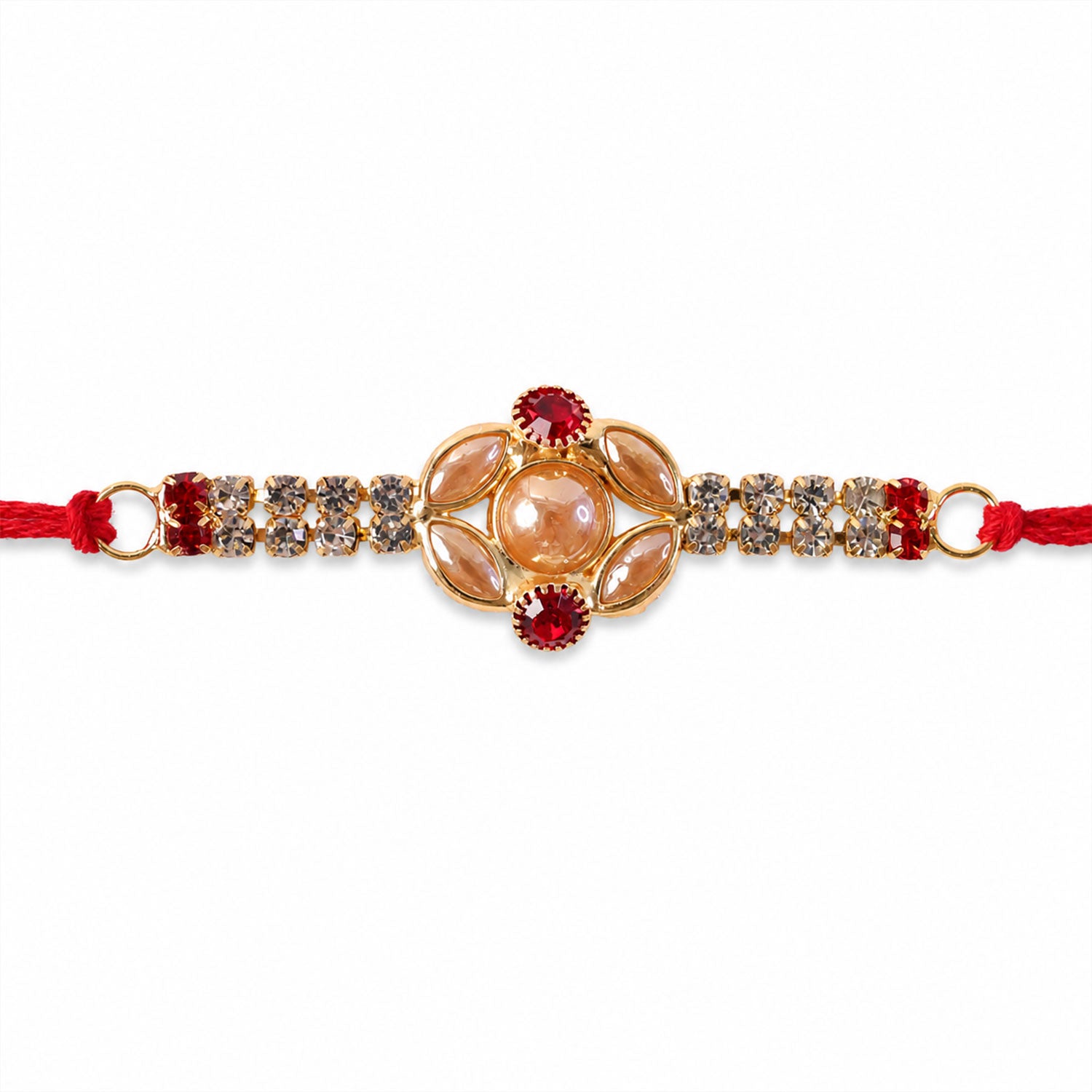 Floral Bar Stone Studded Premium Designer Traditional Rakhi for Brother