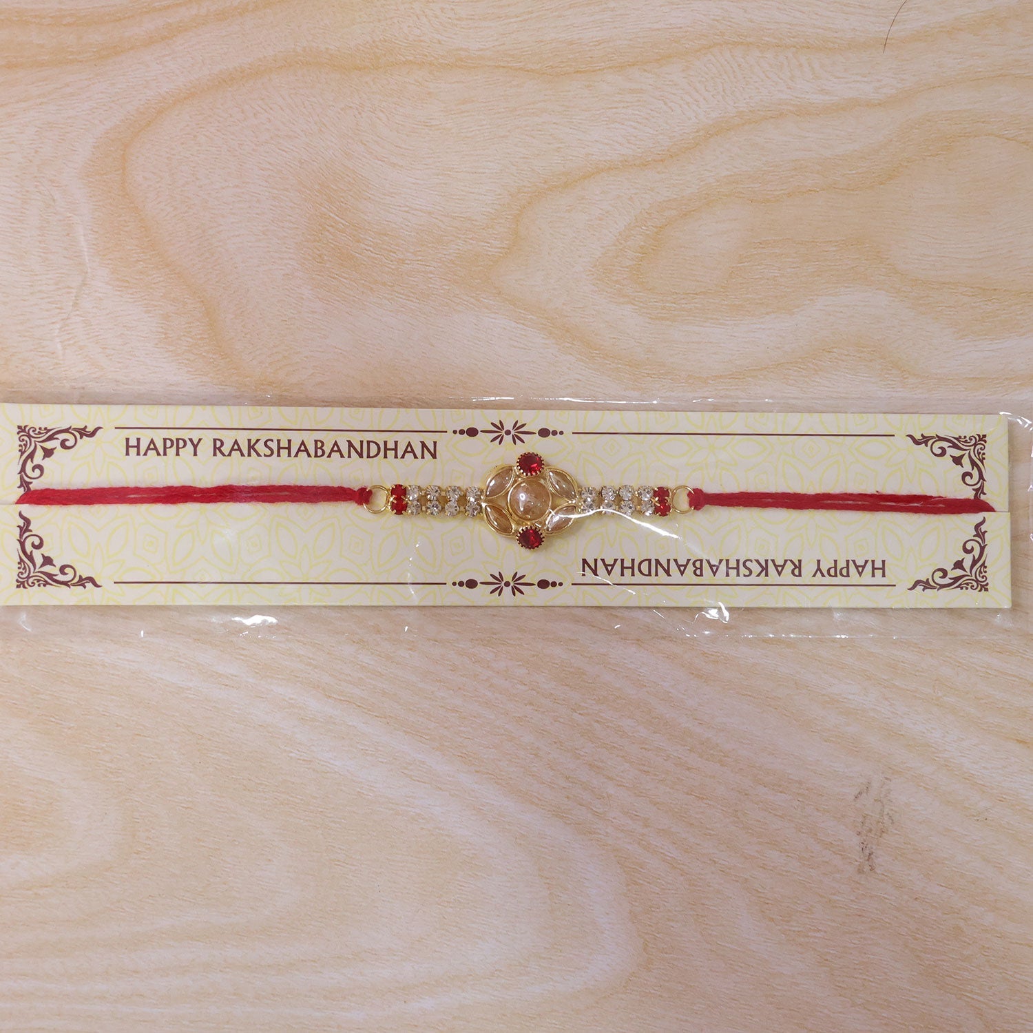 Floral Bar Stone Studded Premium Designer Traditional Rakhi for Brother