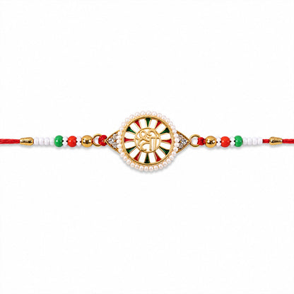 Round Design Shree Charm Stone Studded Premium Designer Traditional Rakhi for Brother