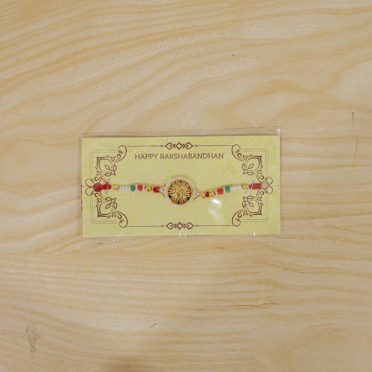 Round Design Shree Charm Stone Studded Premium Designer Traditional Rakhi for Brother