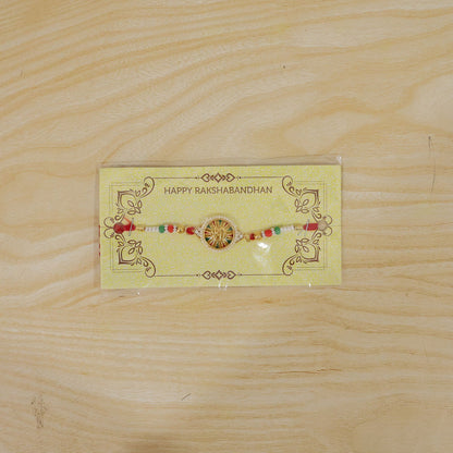 Round Design Shree Charm Stone Studded Premium Designer Traditional Rakhi for Brother