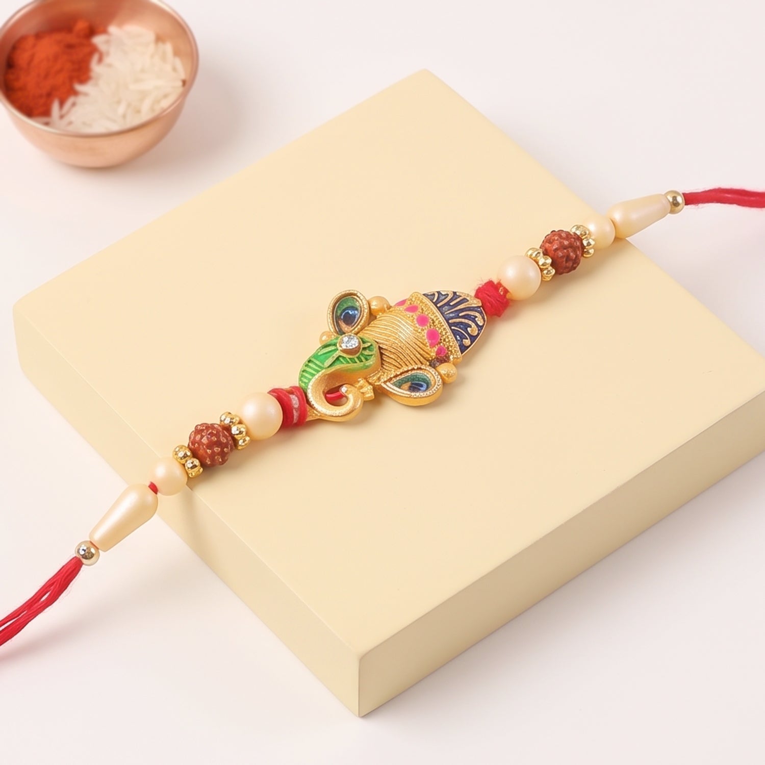 Colorful Peacock Meenakari Rakhi for Brother Bhai Raksha Bandhan Festival Special Gift