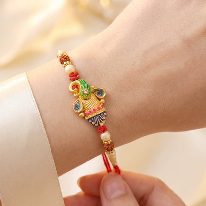 Colorful Peacock Meenakari Rakhi for Brother Bhai Raksha Bandhan Festival Special Gift