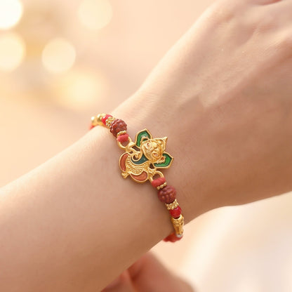 Om Ganesha Red Beads Rakhi for Brother Bhai Raksha Bandhan Festival Special Gift