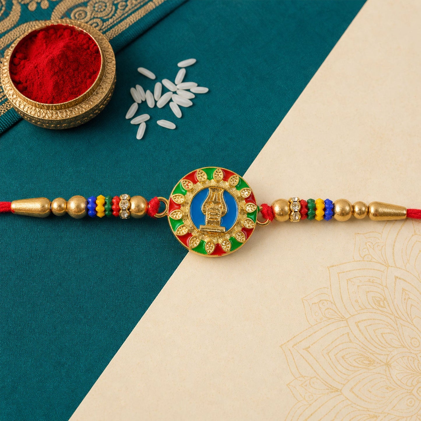 Religious Mahadev Shivling Rakhi with Meenakari – Rakhi for Brother