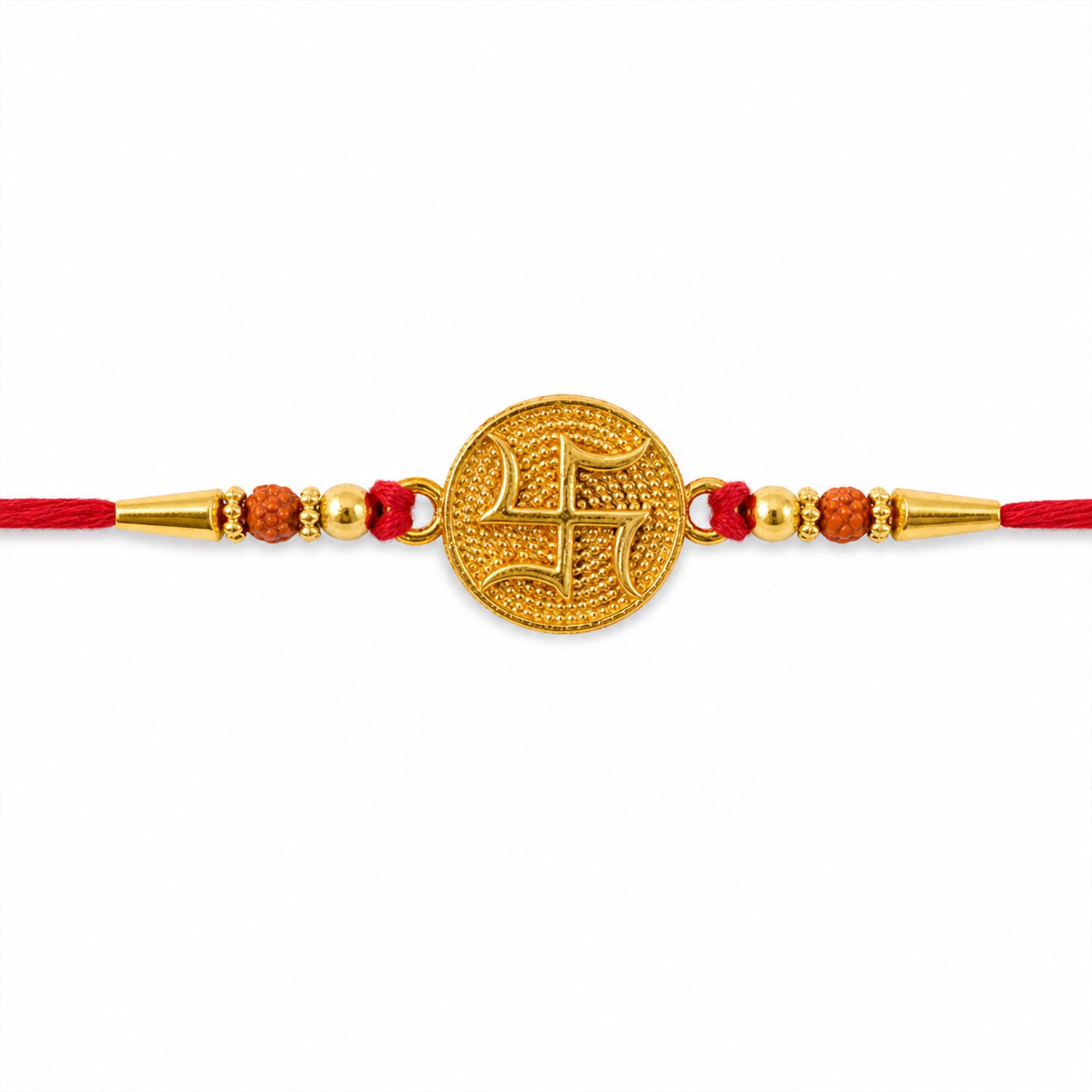 Swastik Round Beaded Designer Premium Traditional Rakhi for Brother