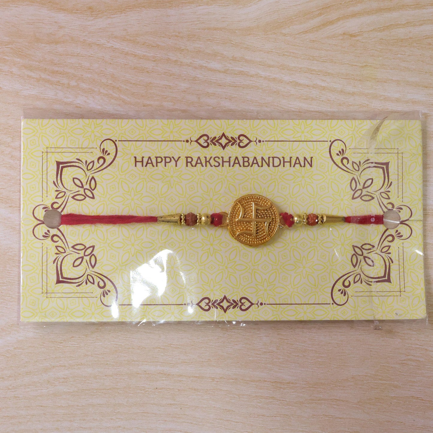 Swastik Round Beaded Designer Premium Traditional Rakhi for Brother