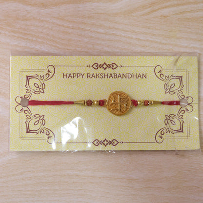 Swastik Round Beaded Designer Premium Traditional Rakhi for Brother