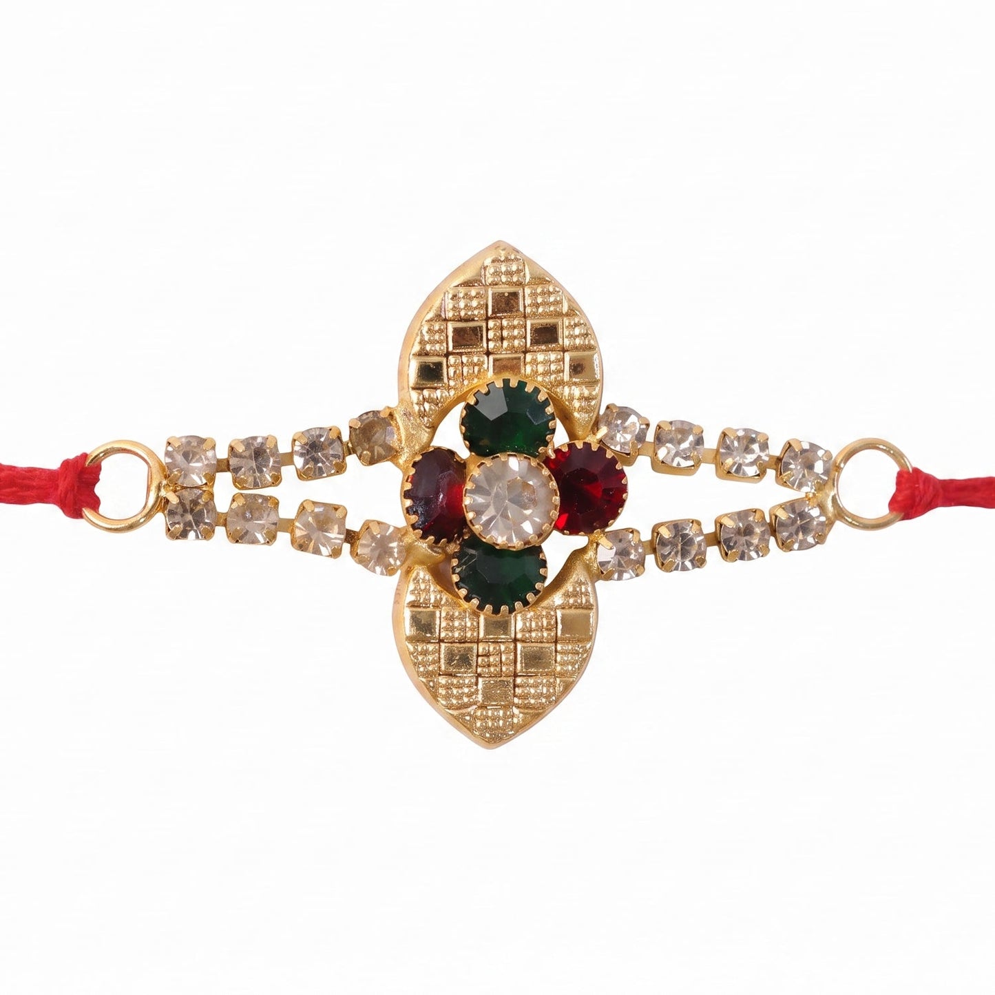 Crystal Floral Bracelet Rakhi for Brother Bhai Raksha Bandhan Festival Special Gift