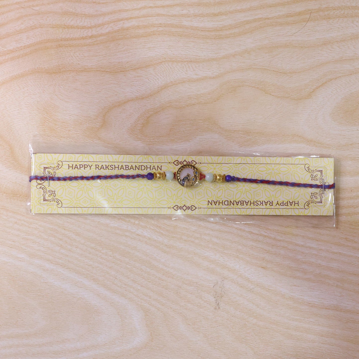 Round Peacock Blue Beads Rakhi for Brother Bhai Raksha Bandhan Festival Special Gift