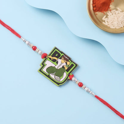 Cartoon Ben 10 Kids Rakhi with Red Beads – Rakhi for Brother