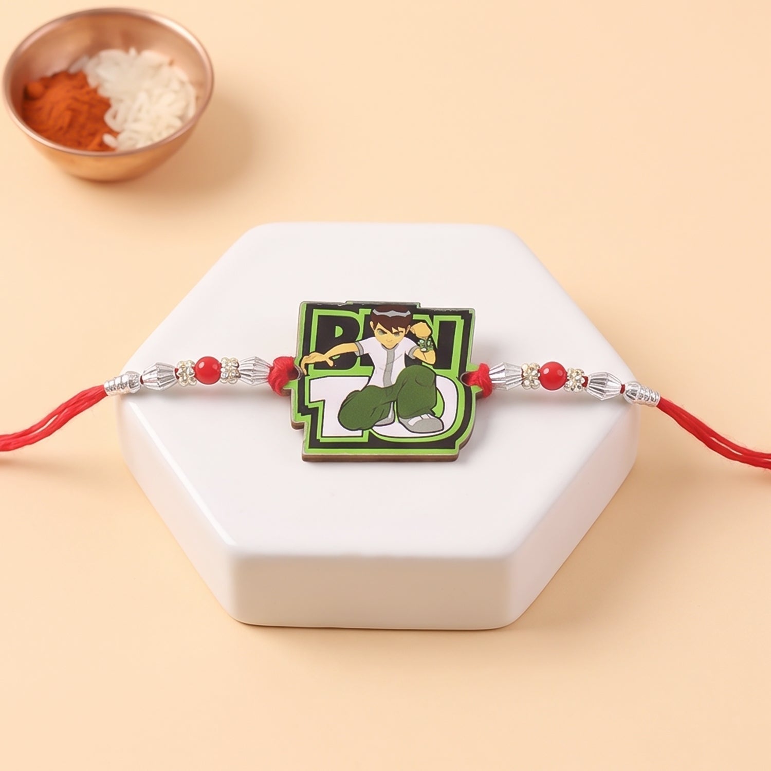 Cartoon Ben 10 Kids Rakhi with Red Beads – Rakhi for Brother