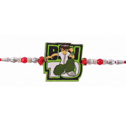 Cartoon Ben 10 Kids Rakhi with Red Beads – Rakhi for Brother