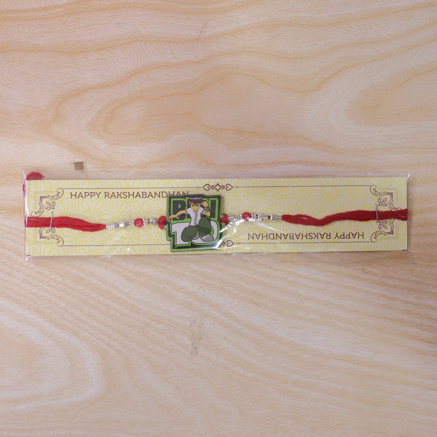 Cartoon Ben 10 Kids Rakhi with Red Beads – Rakhi for Brother