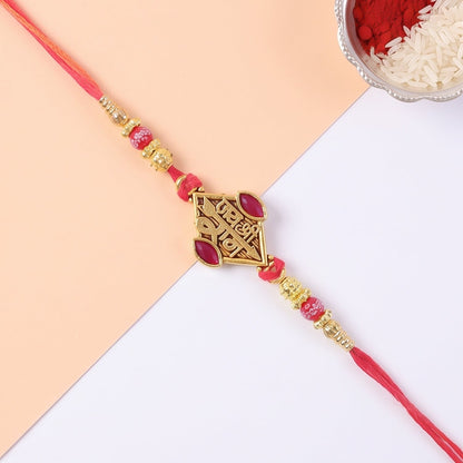 Ram Ruby Stone Rakhi for Brother Bhai Raksha Bandhan Festival Special Gift