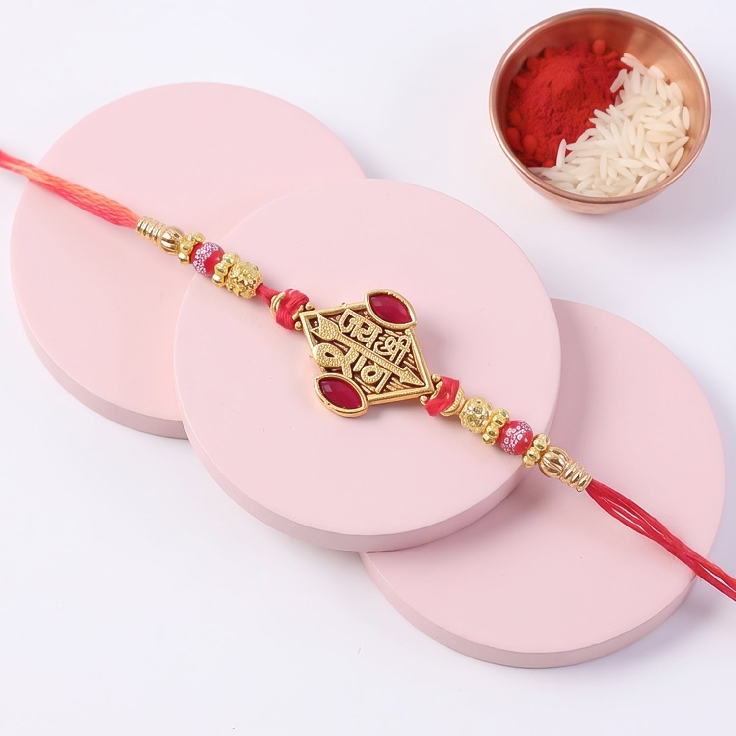 Ram Ruby Stone Rakhi for Brother Bhai Raksha Bandhan Festival Special Gift