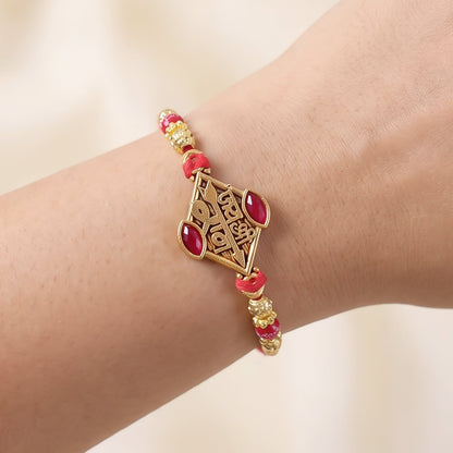 Ram Ruby Stone Rakhi for Brother Bhai Raksha Bandhan Festival Special Gift