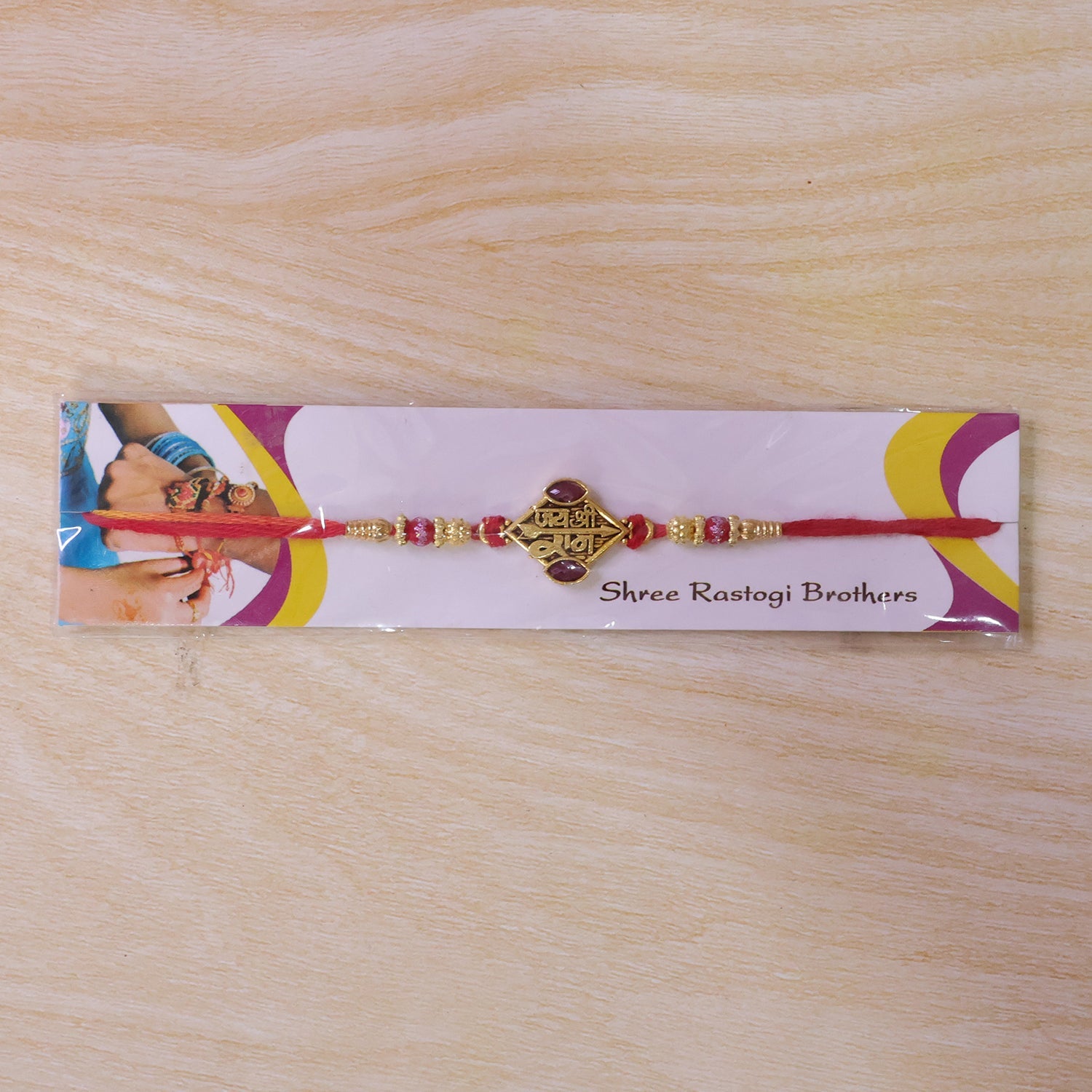 Ram Ruby Stone Rakhi for Brother Bhai Raksha Bandhan Festival Special Gift