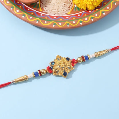 Royal Floral Kundan Rakhi for Brother Bhai Raksha Bandhan Festival Special Gift Set