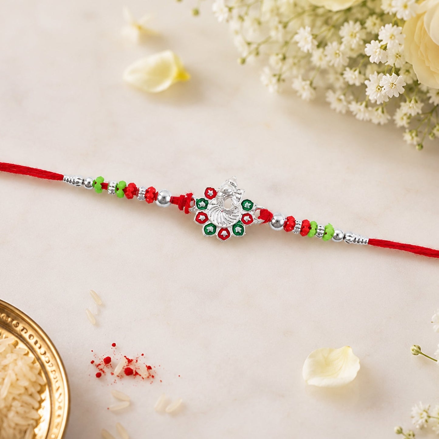 Traditional Ganesha Rakhi with Beadwork – Rakhi for Brother