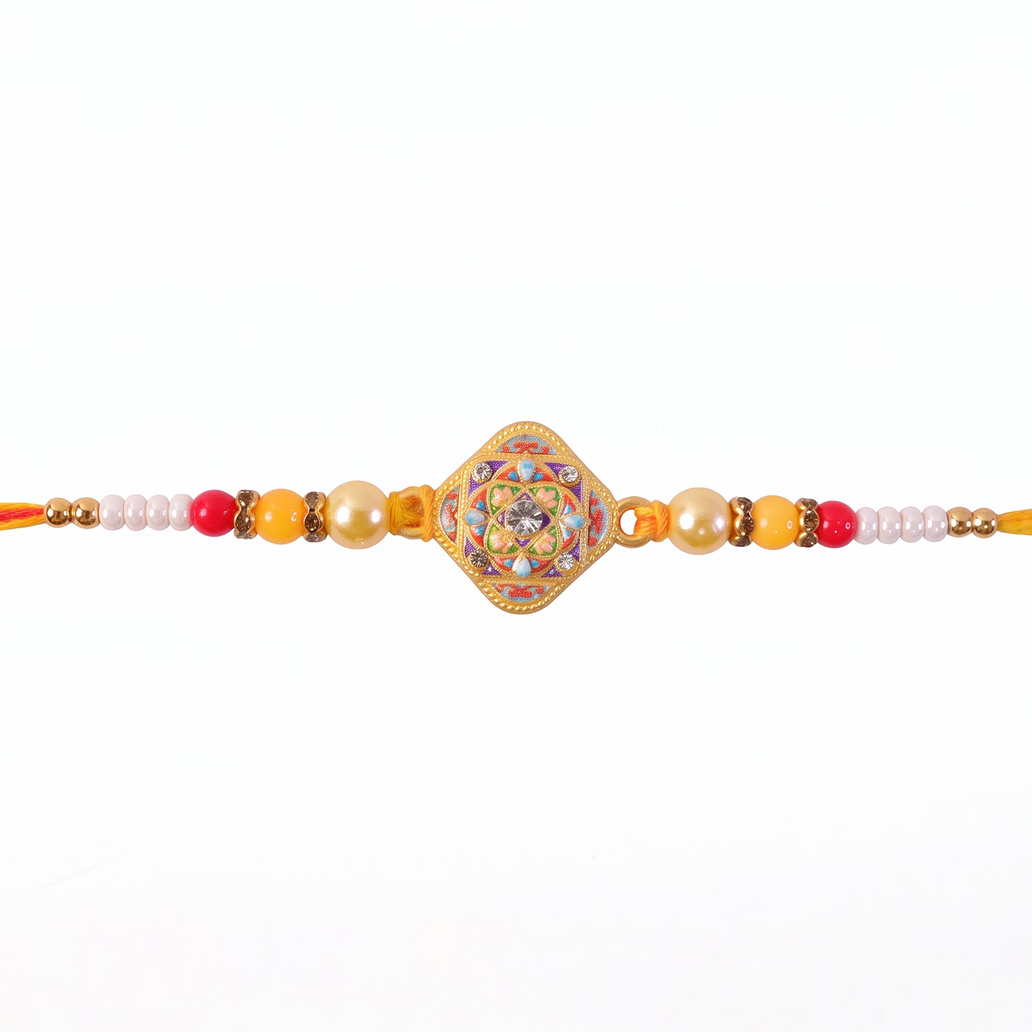 Square Kundan Stone Rakhi for Brother Bhai Raksha Bandhan Festival Special Gift Set