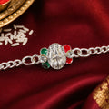 Rakhi for Brother – Silver Trishul Chain with Stone Meenakari