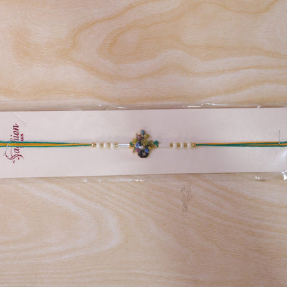 Floral Kundan Pearl Rakhi for Brother Bhai Raksha Bandhan Festival Special Gift Set