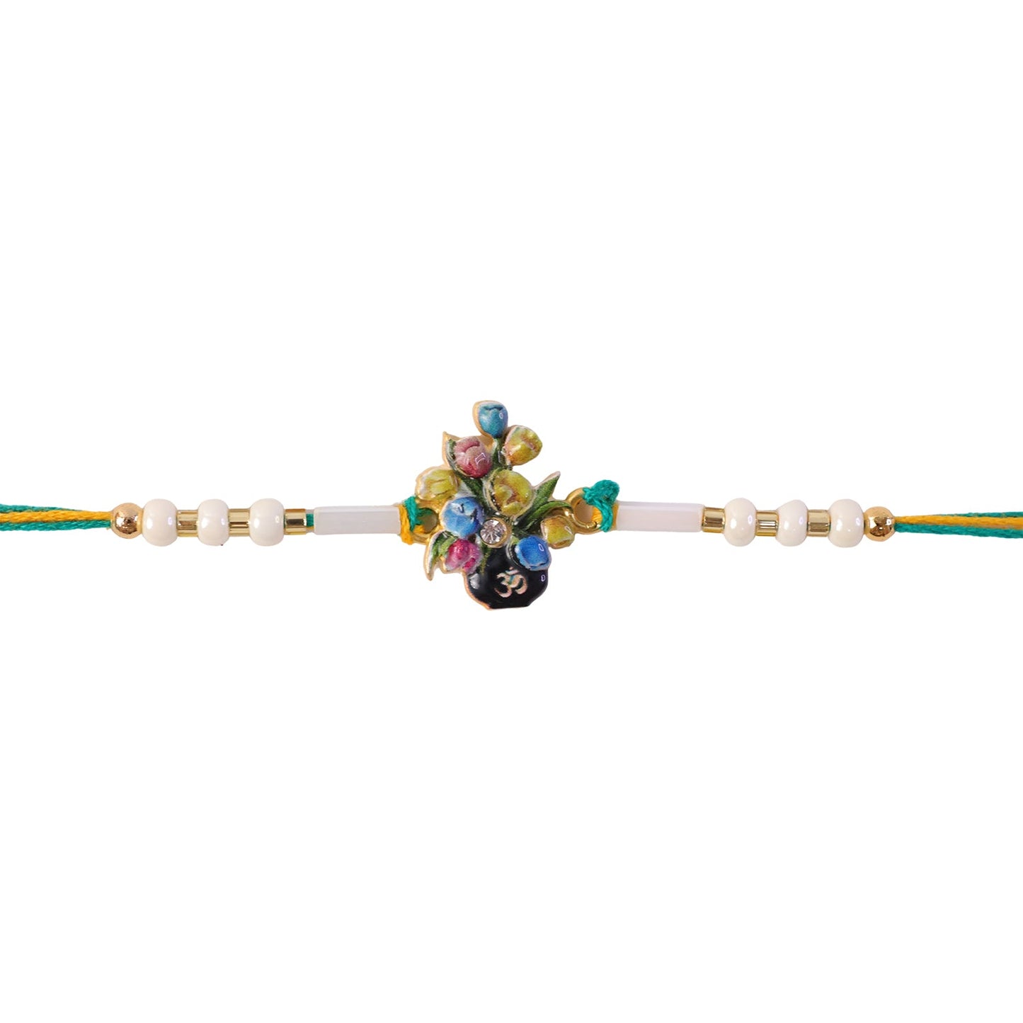 Floral Kundan Pearl Rakhi for Brother Bhai Raksha Bandhan Festival Special Gift Set