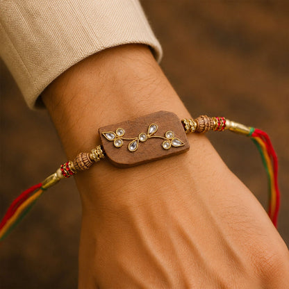 Premium Rectangle Stone Studded Premium Designer Rakhi for Brother