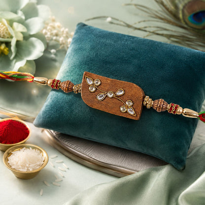 Premium Rectangle Stone Studded Premium Designer Rakhi for Brother