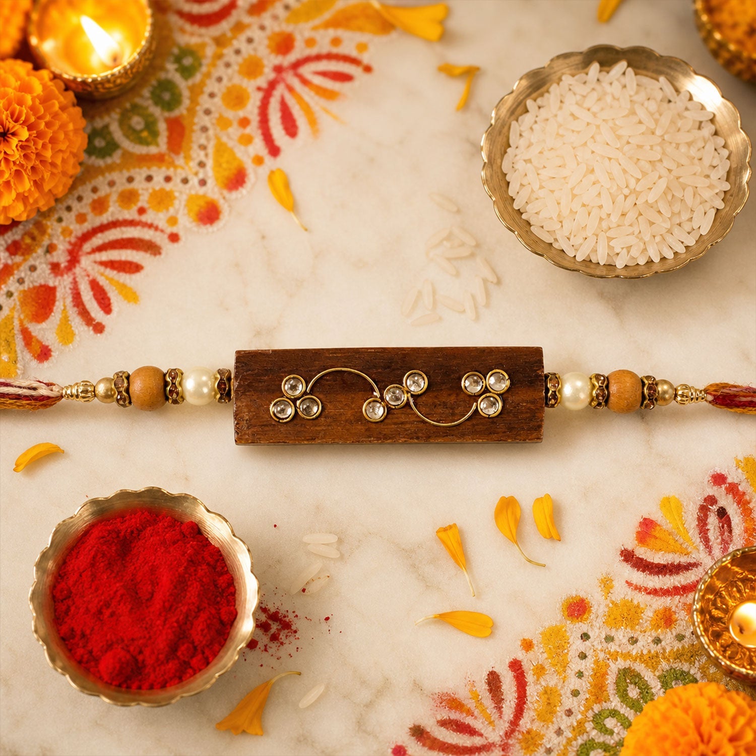 Bar Style Stone Studded Premium Designer Rakhi for Brother