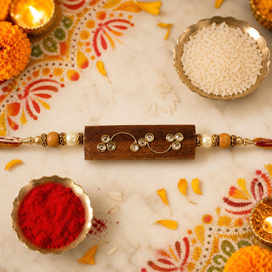 Bar Style Stone Studded Premium Designer Rakhi for Brother
