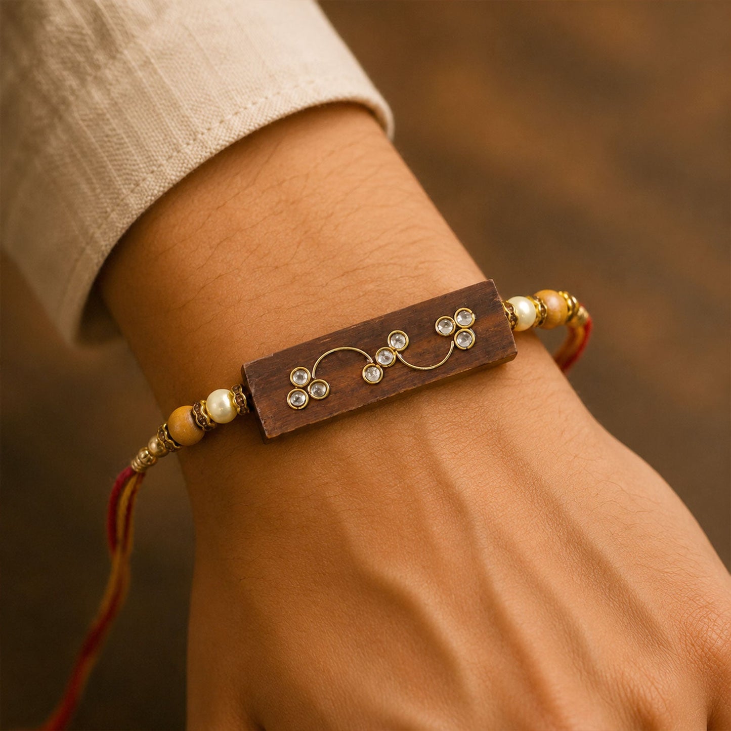 Bar Style Stone Studded Premium Designer Rakhi for Brother
