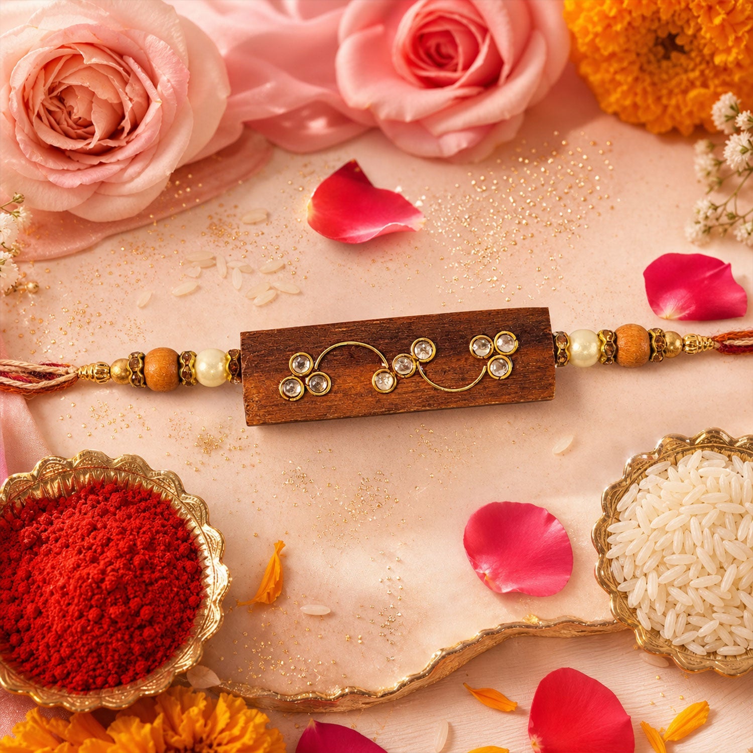 Bar Style Stone Studded Premium Designer Rakhi for Brother