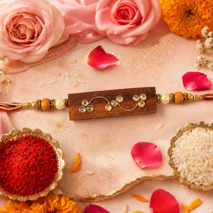 Bar Style Stone Studded Premium Designer Rakhi for Brother