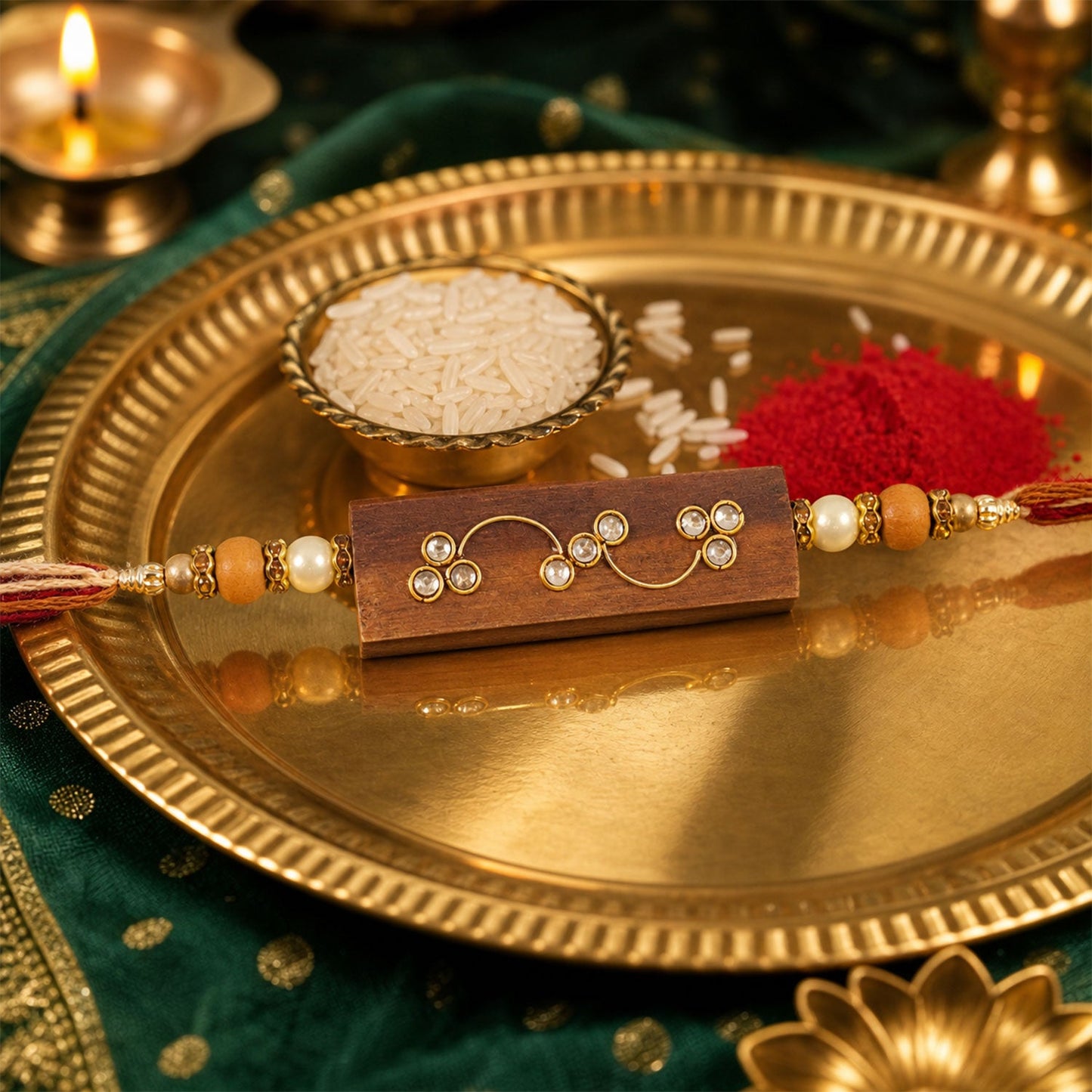 Bar Style Stone Studded Premium Designer Rakhi for Brother